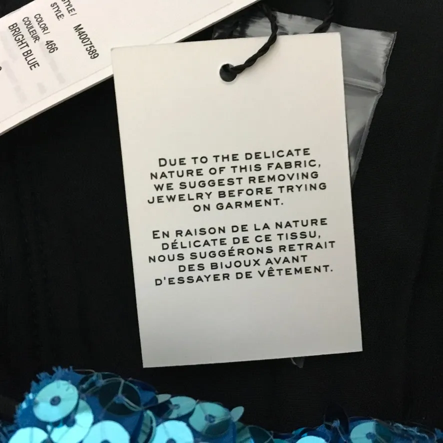Marc Jacobs Bright Blue Color Sequins Back Buttons Design Dress