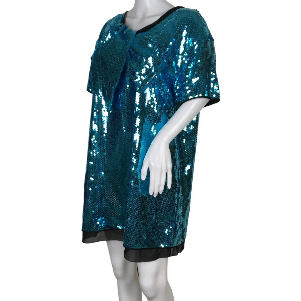 Marc Jacobs Bright Blue Color Sequins Back Buttons Design Dress