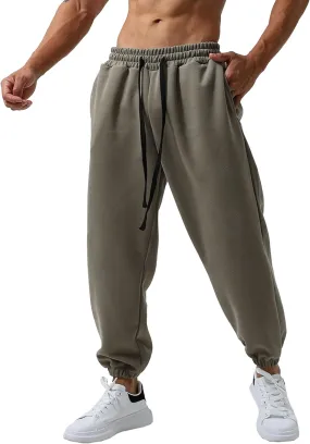 Men's Loose-Fit Gym Sweatpants Workout Jogger Open Bottom Pants Comfortable Breath Sports Trousers