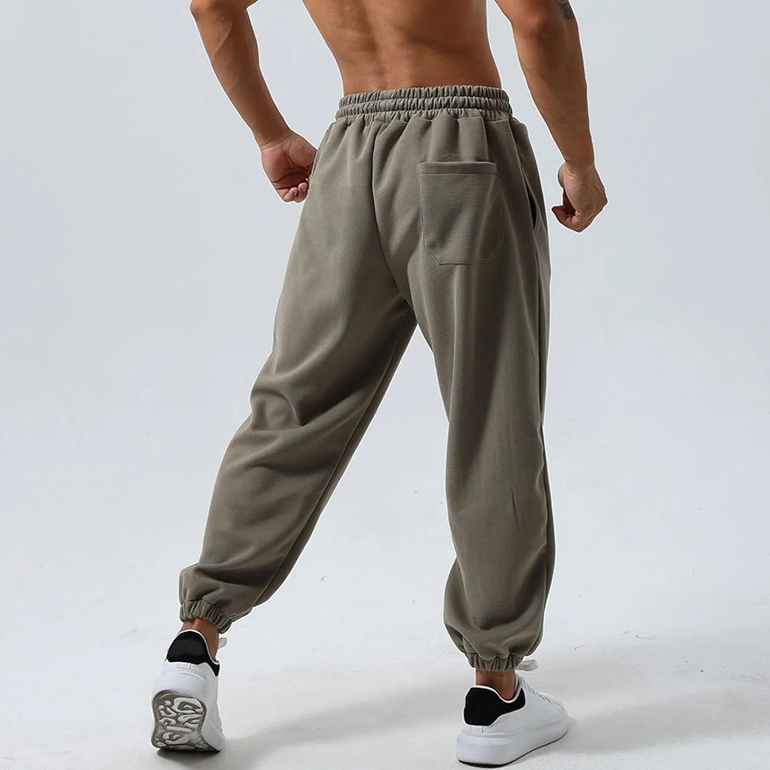 Men's Loose-Fit Gym Sweatpants Workout Jogger Open Bottom Pants Comfortable Breath Sports Trousers