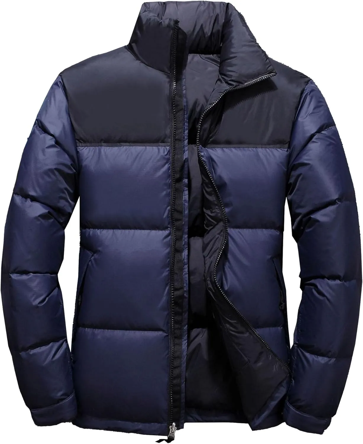 Mens Retro Bubble Puffer Jacket Stylish Stand Collar Duck Down Coats Short Casual Color Down Jackets