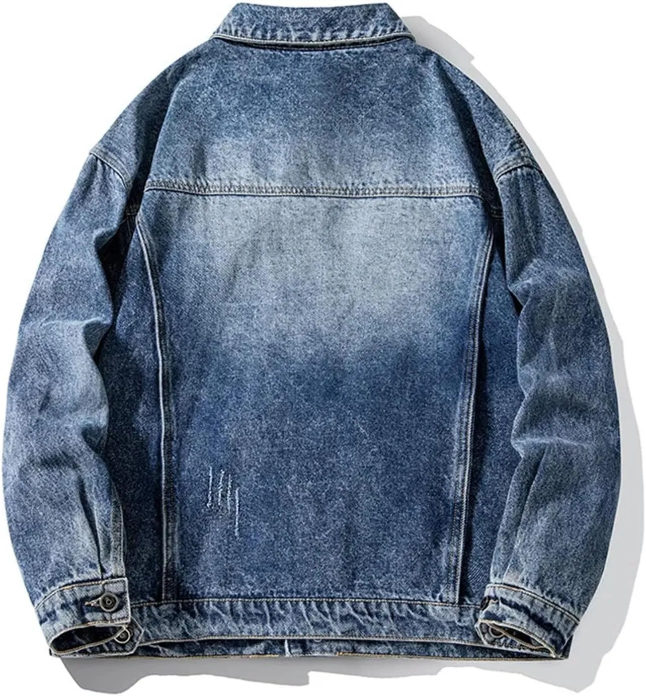 Men's Spring Work Denim Jacket Men Vintage Lapel Jean Jacket Loose Casual Sport Denim Coats