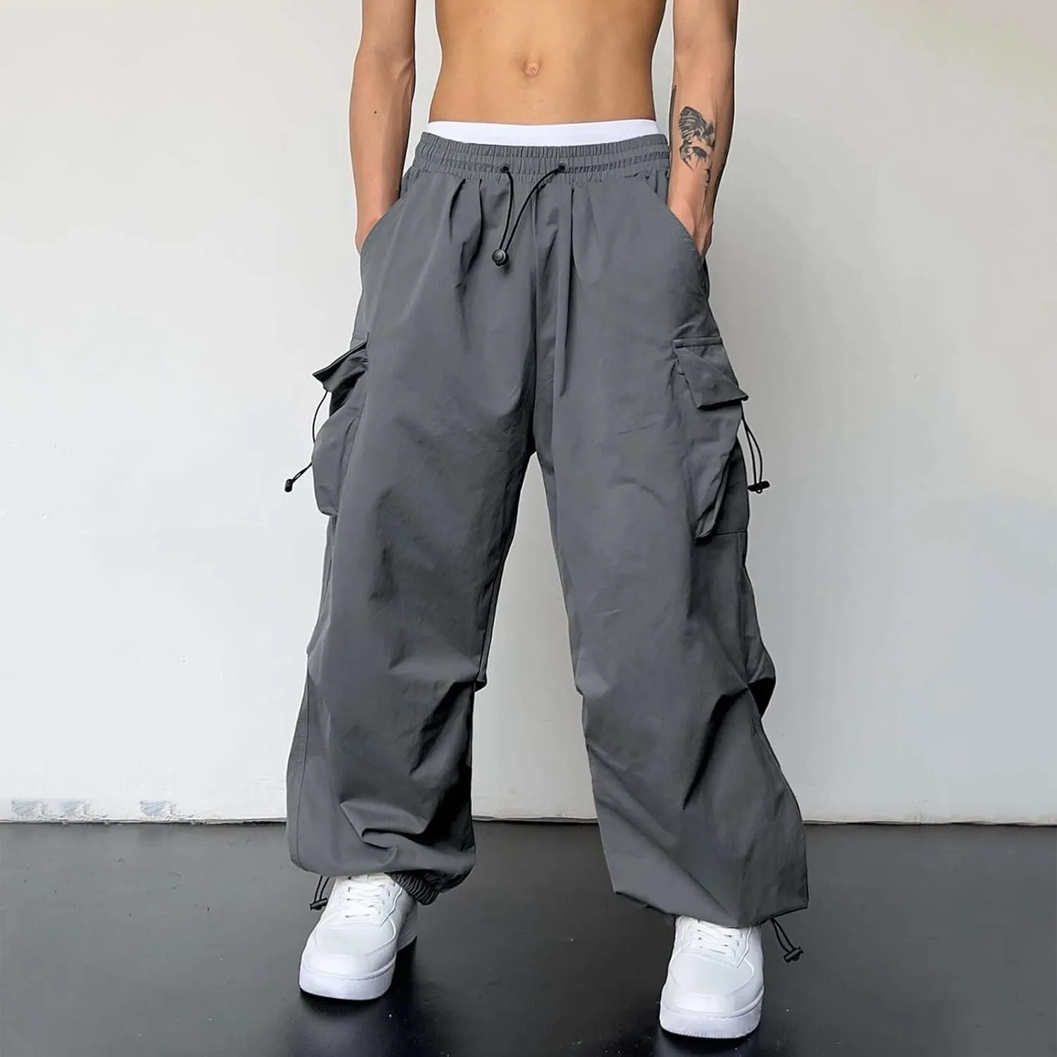 Mens Stretchy Cargo Jogger Pants Elastic Waist Multi Pockets Comfortable Athletic Fit Outdoor Casual Fashion Trousers