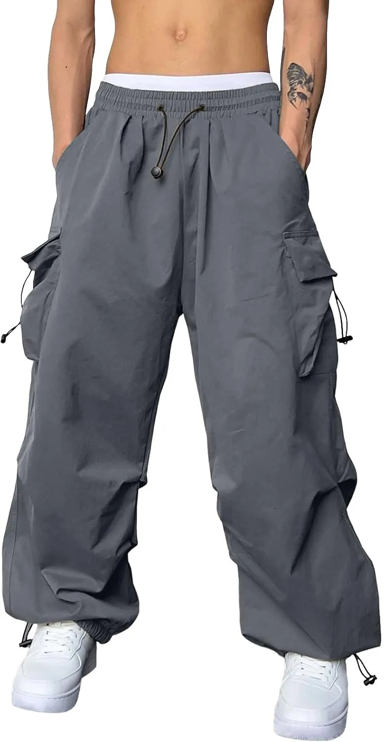 Mens Stretchy Cargo Jogger Pants Elastic Waist Multi Pockets Comfortable Athletic Fit Outdoor Casual Fashion Trousers