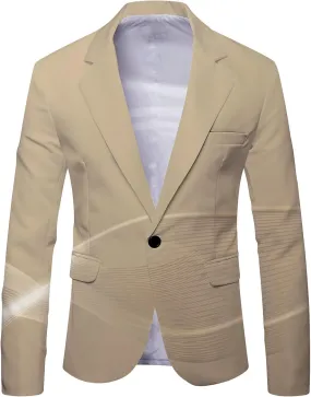 Men's Striped Print Blazer One Button Regular Fit Sport Coat Fashionable Casual Comfortable Business Workout Blazer