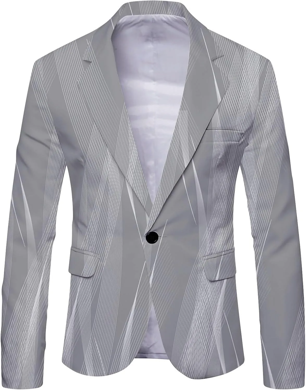 Men's Striped Print Blazer One Button Regular Fit Sport Coat Fashionable Casual Comfortable Business Workout Blazer