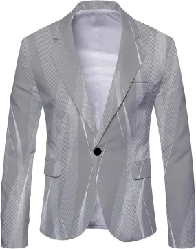 Men's Striped Print Blazer One Button Regular Fit Sport Coat Fashionable Casual Comfortable Business Workout Blazer
