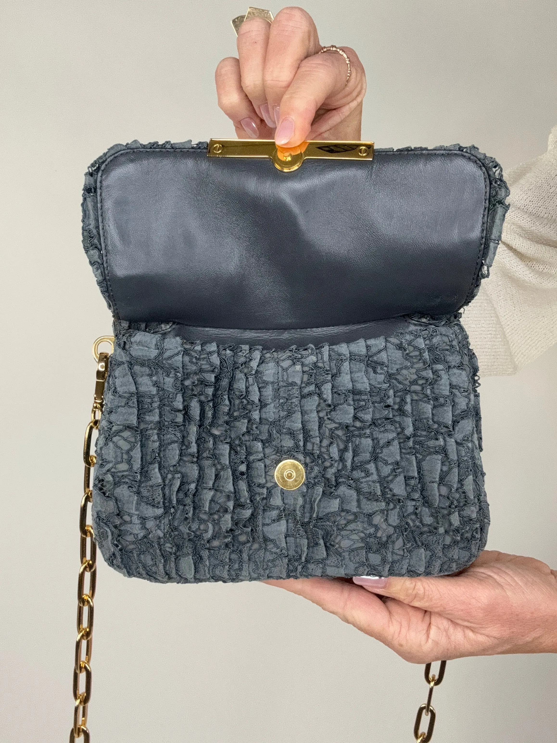 Miu Miu Matelasse Rare Denim Lace Two Way Bag