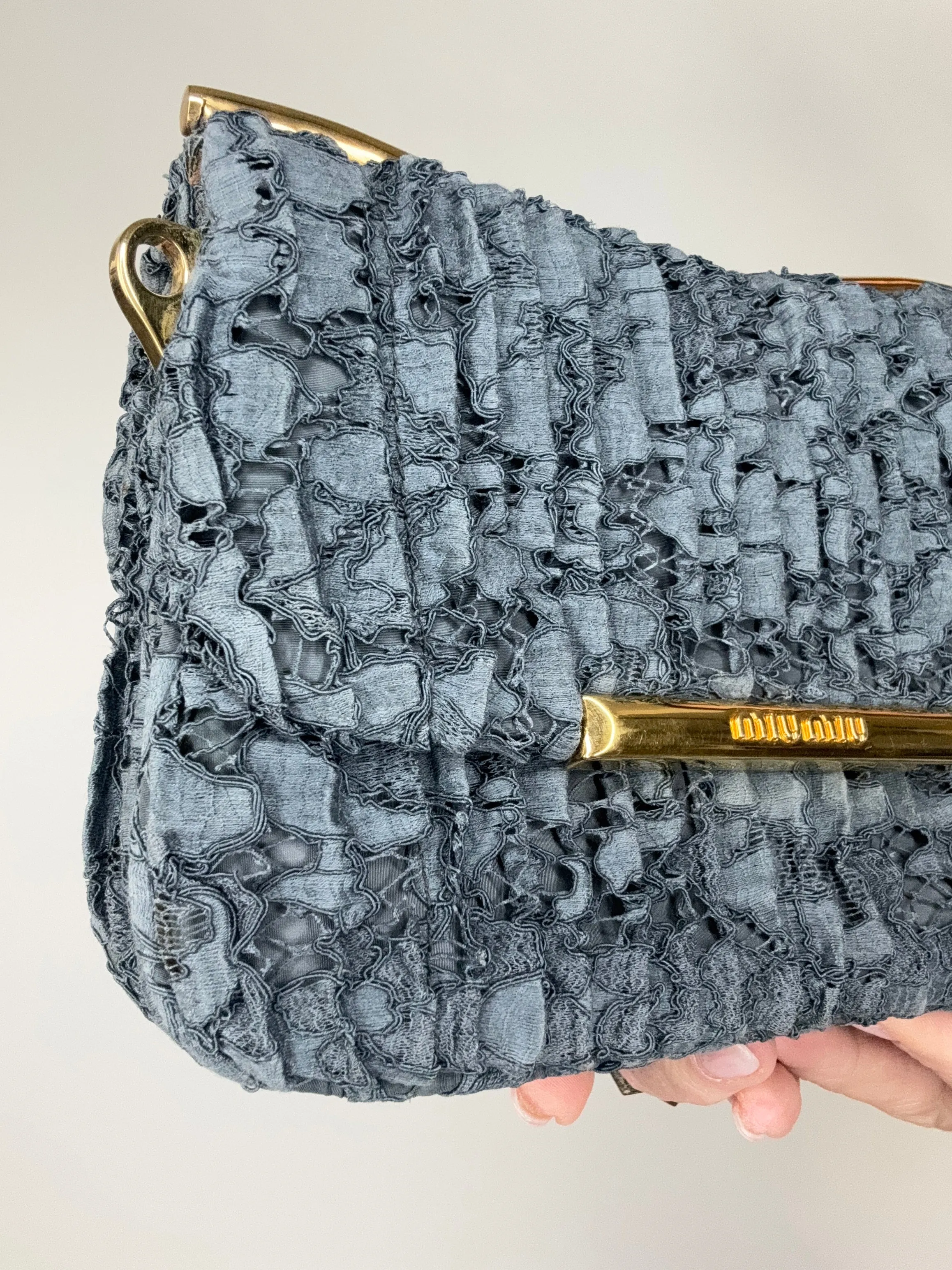 Miu Miu Matelasse Rare Denim Lace Two Way Bag