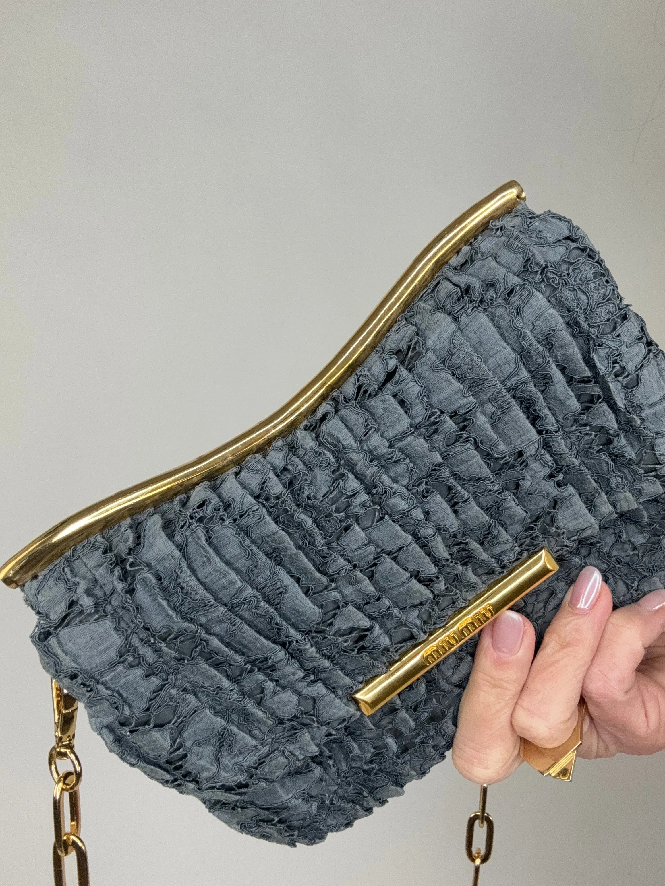 Miu Miu Matelasse Rare Denim Lace Two Way Bag