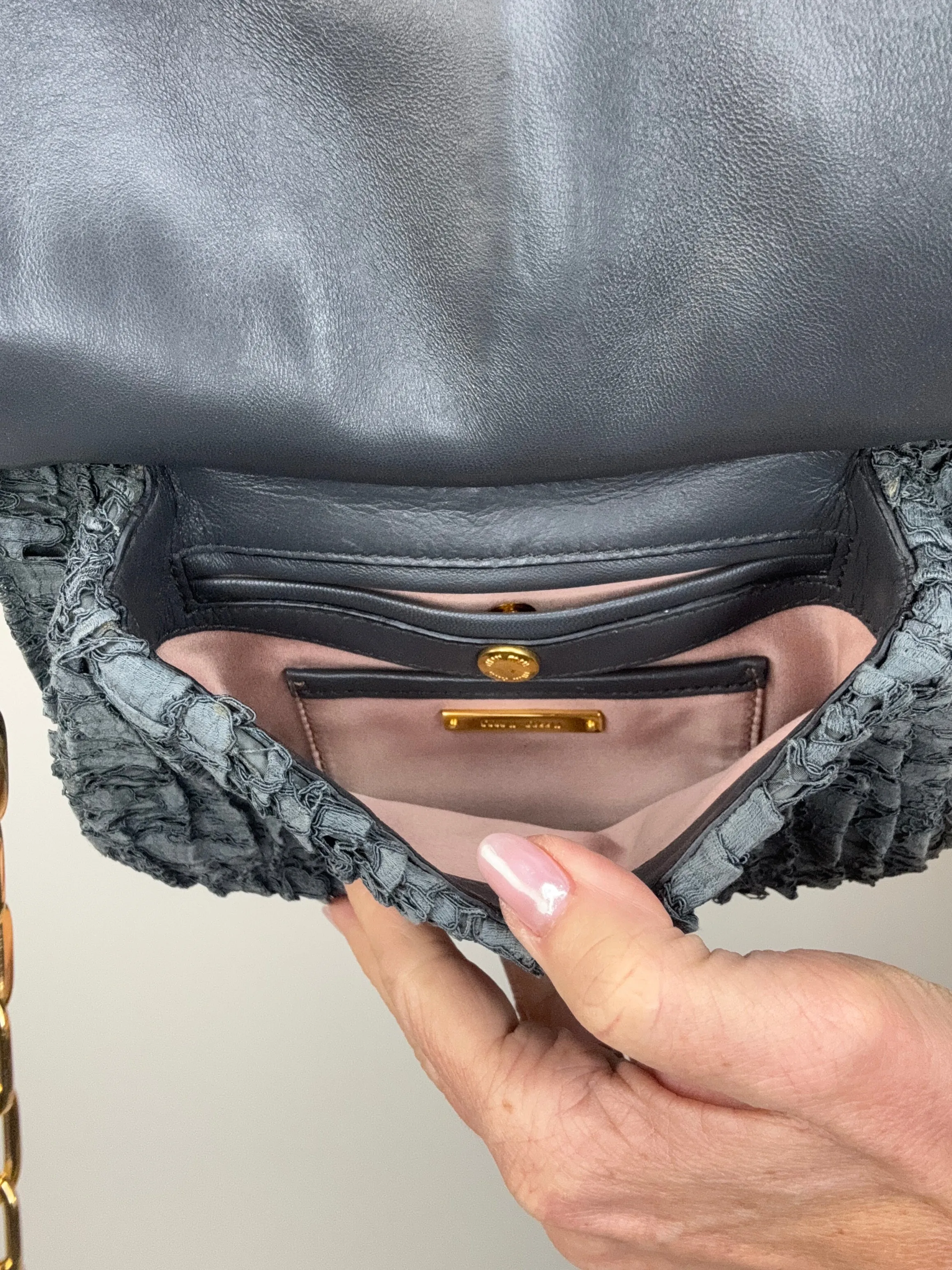 Miu Miu Matelasse Rare Denim Lace Two Way Bag