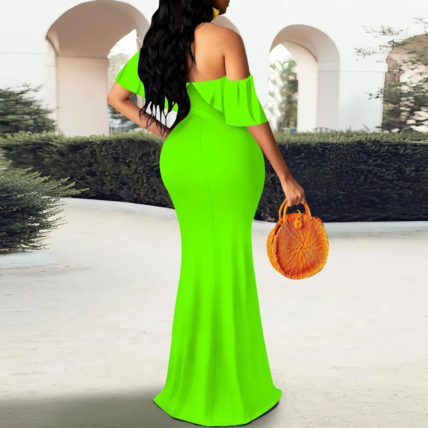 Off-The-Shoulder Women's Printed Maxi Dress, Sexy Elegant, Bodycon Maxi Dress, Party Evening Dress, Maxi Dress