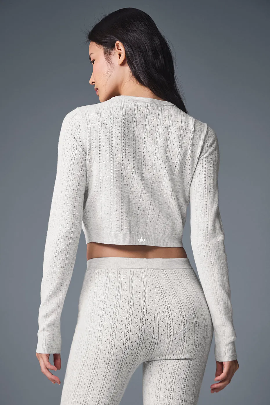 Pointelle Sweater Be Mine Cardigan - Light Grey Heather