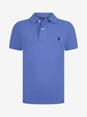 Ralph Lauren Boys Polo Tops - Blue Cotton Custom Fit Polo Top