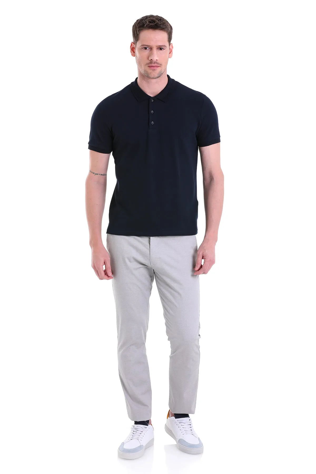 Regular Fit Navy Cotton Polo T-Shirt
