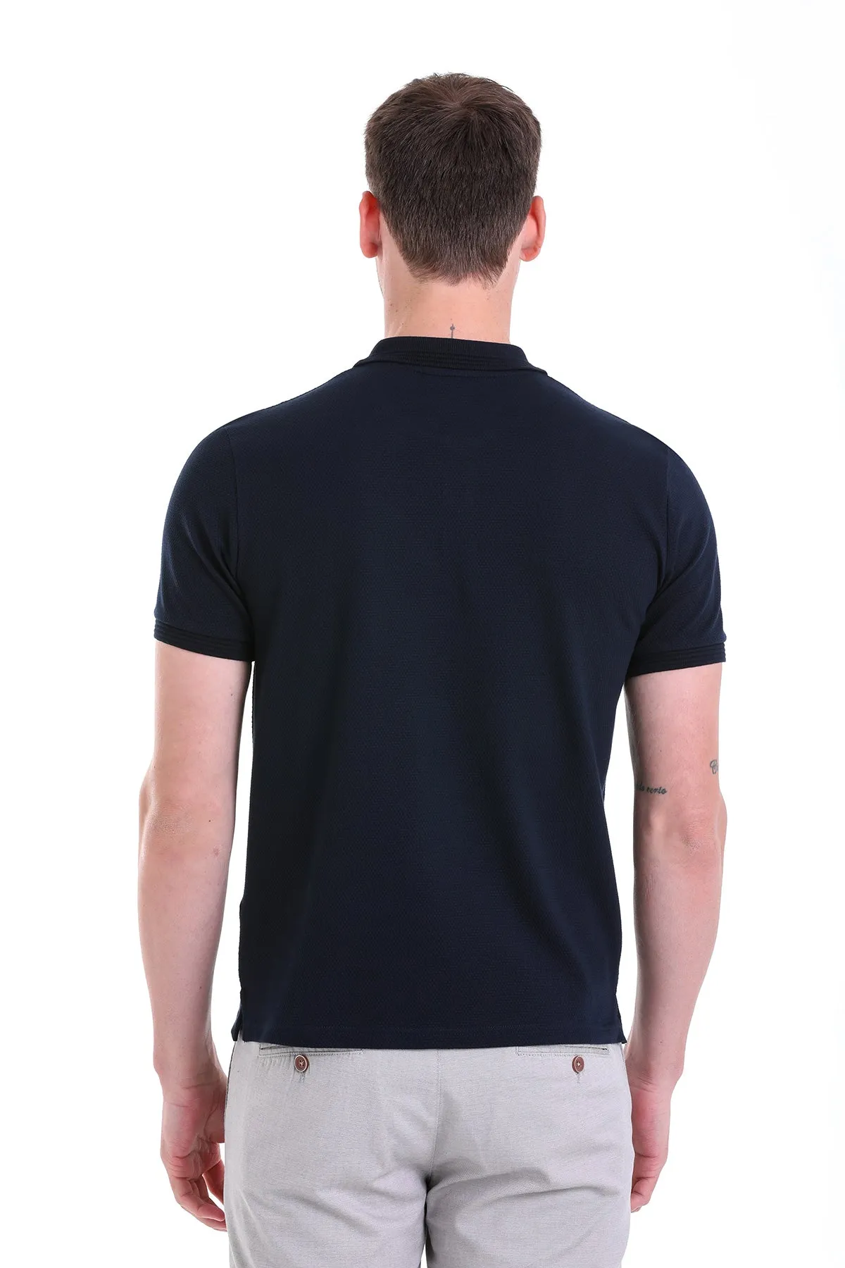 Regular Fit Navy Cotton Polo T-Shirt