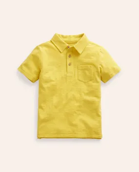 Slub Polo Shirt-Lemon Yellow
