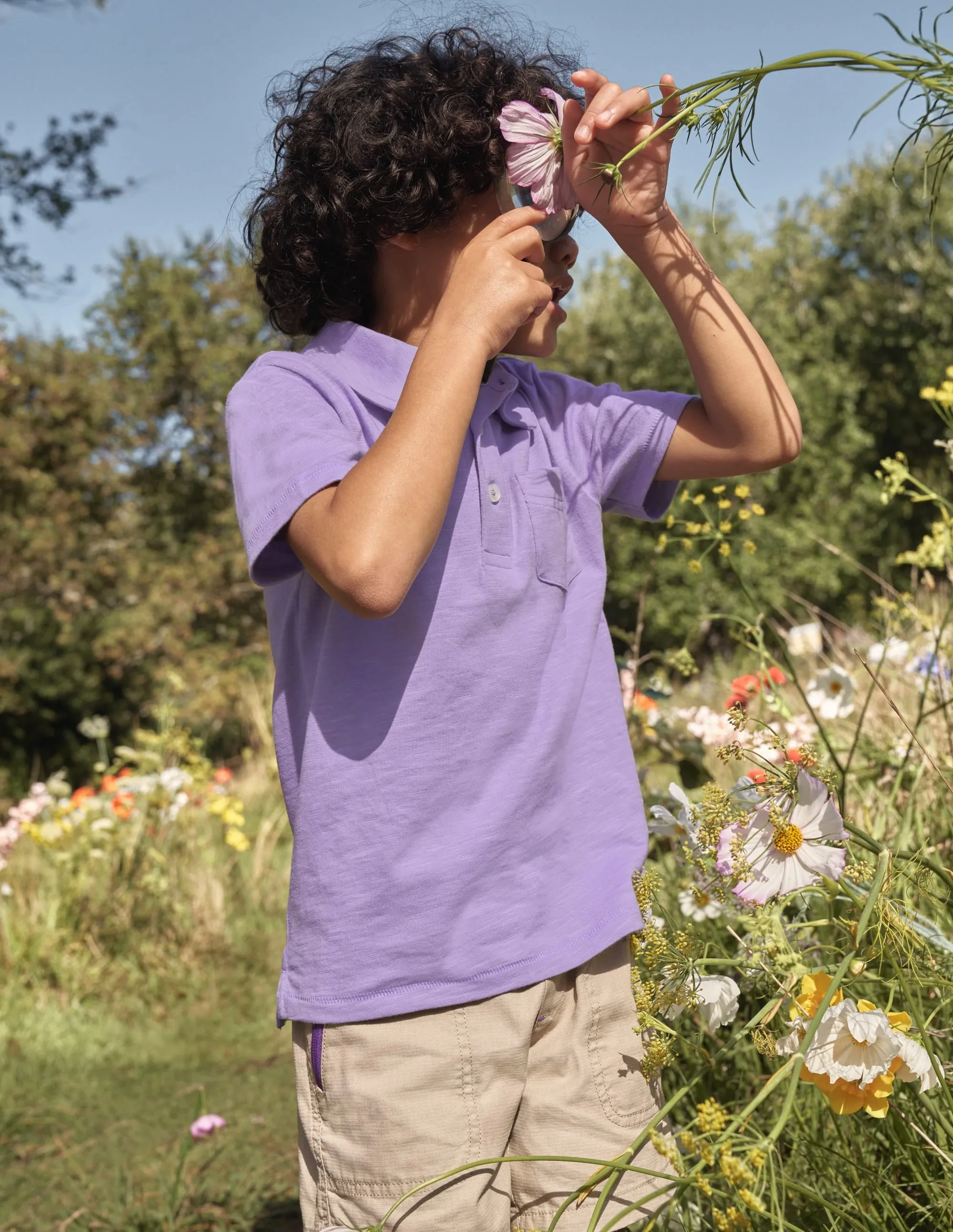 Slub Polo Shirt-Misty Lavender