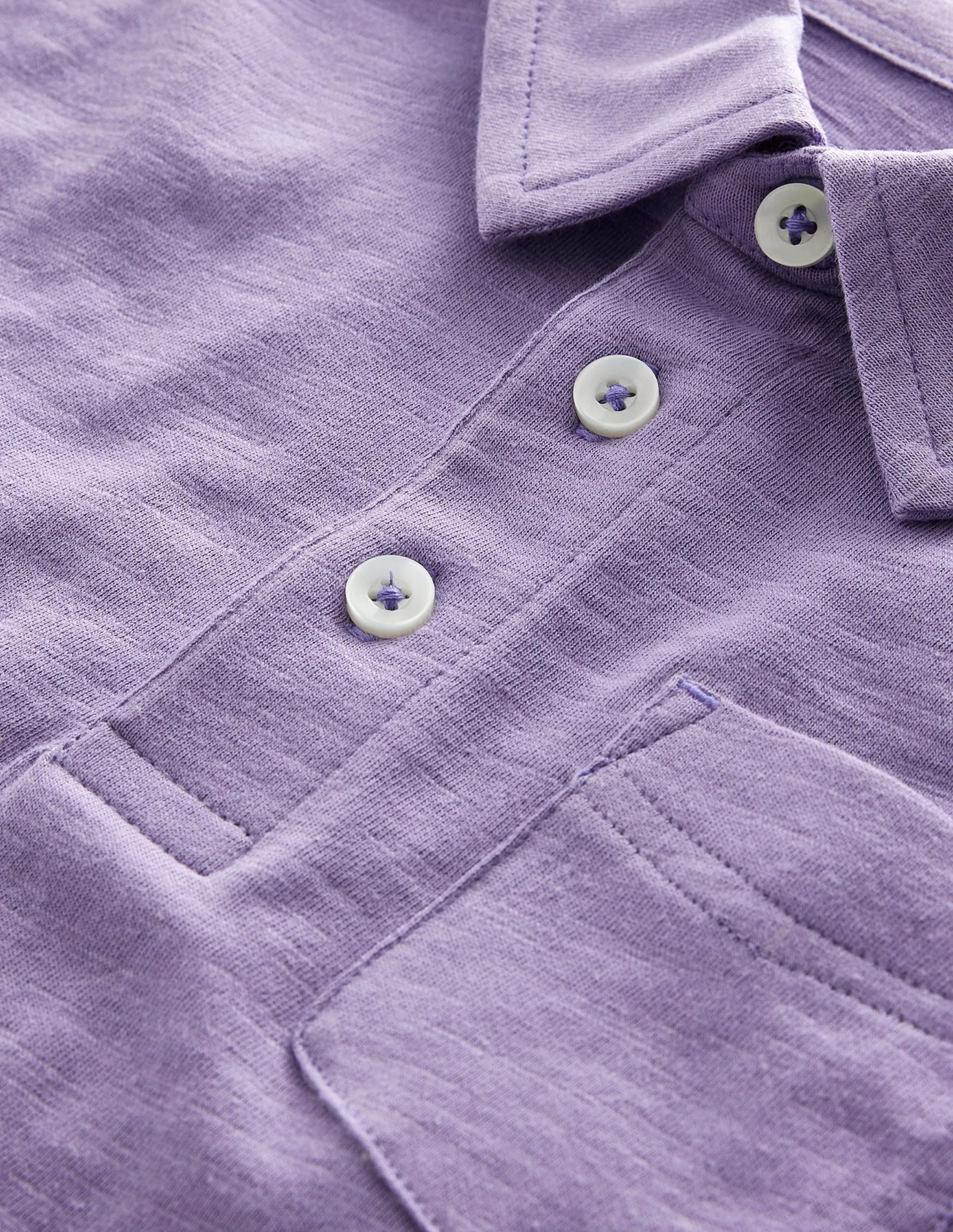 Slub Polo Shirt-Misty Lavender