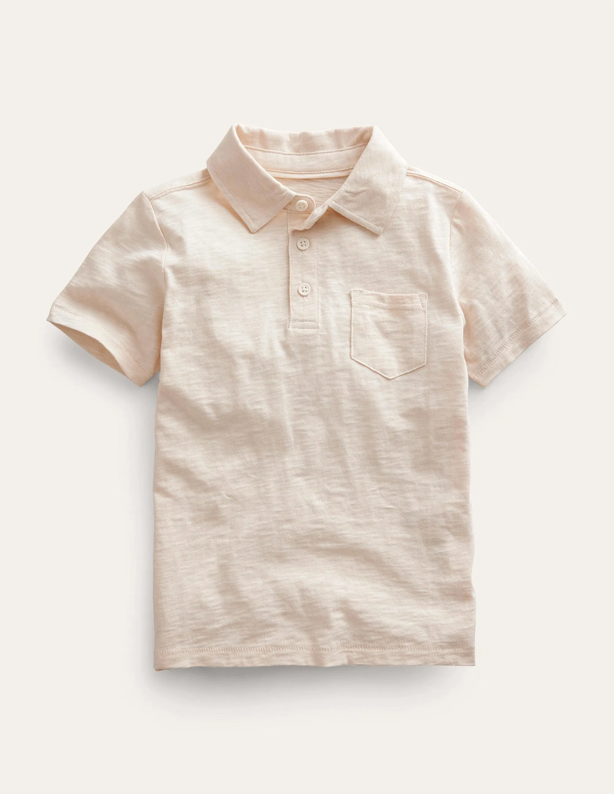 Slub Polo Shirt-Vanilla Pod White