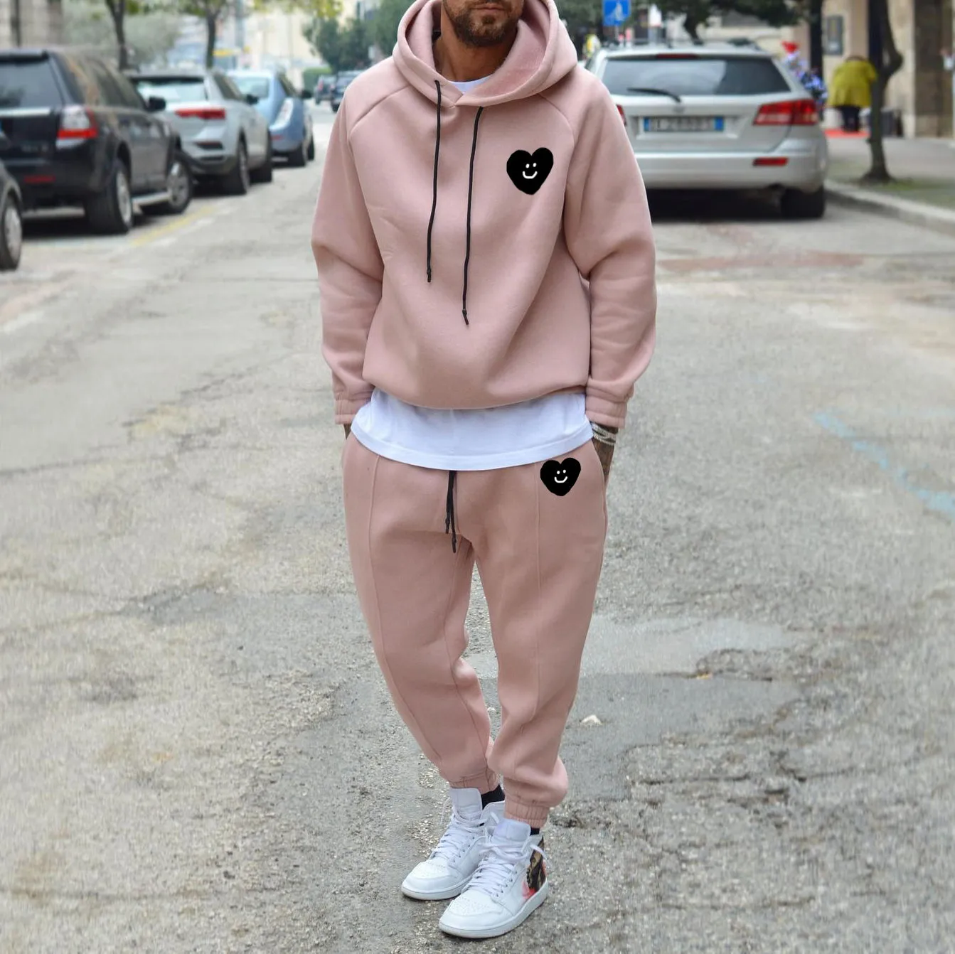 Street style loose love printed casual trousers