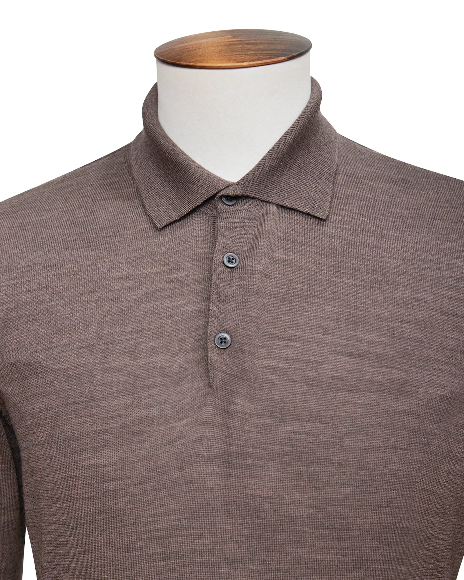 Taupe Melange Fine Merino Polo
