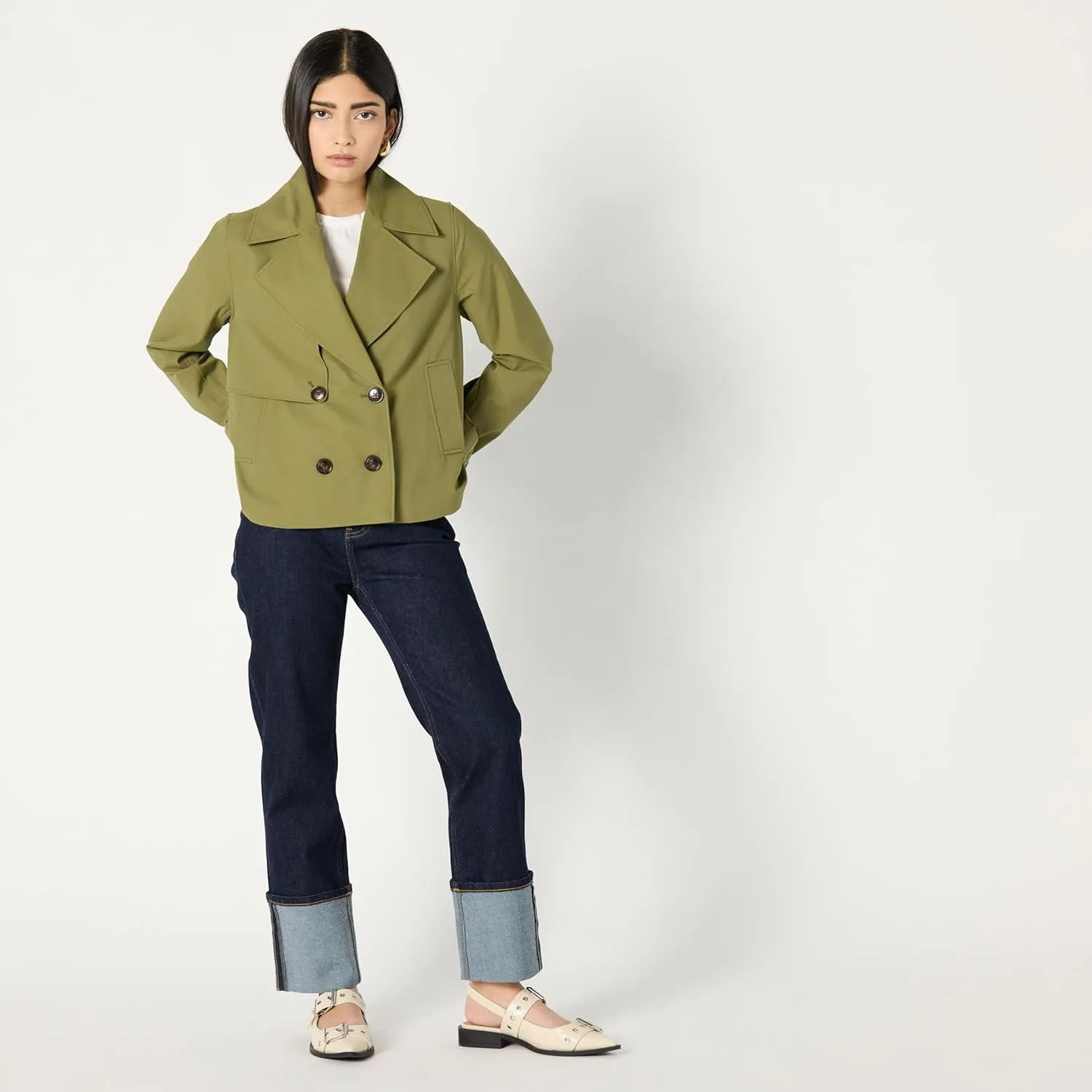 The Drop Women's Plus Size Mara Cropped Trench
