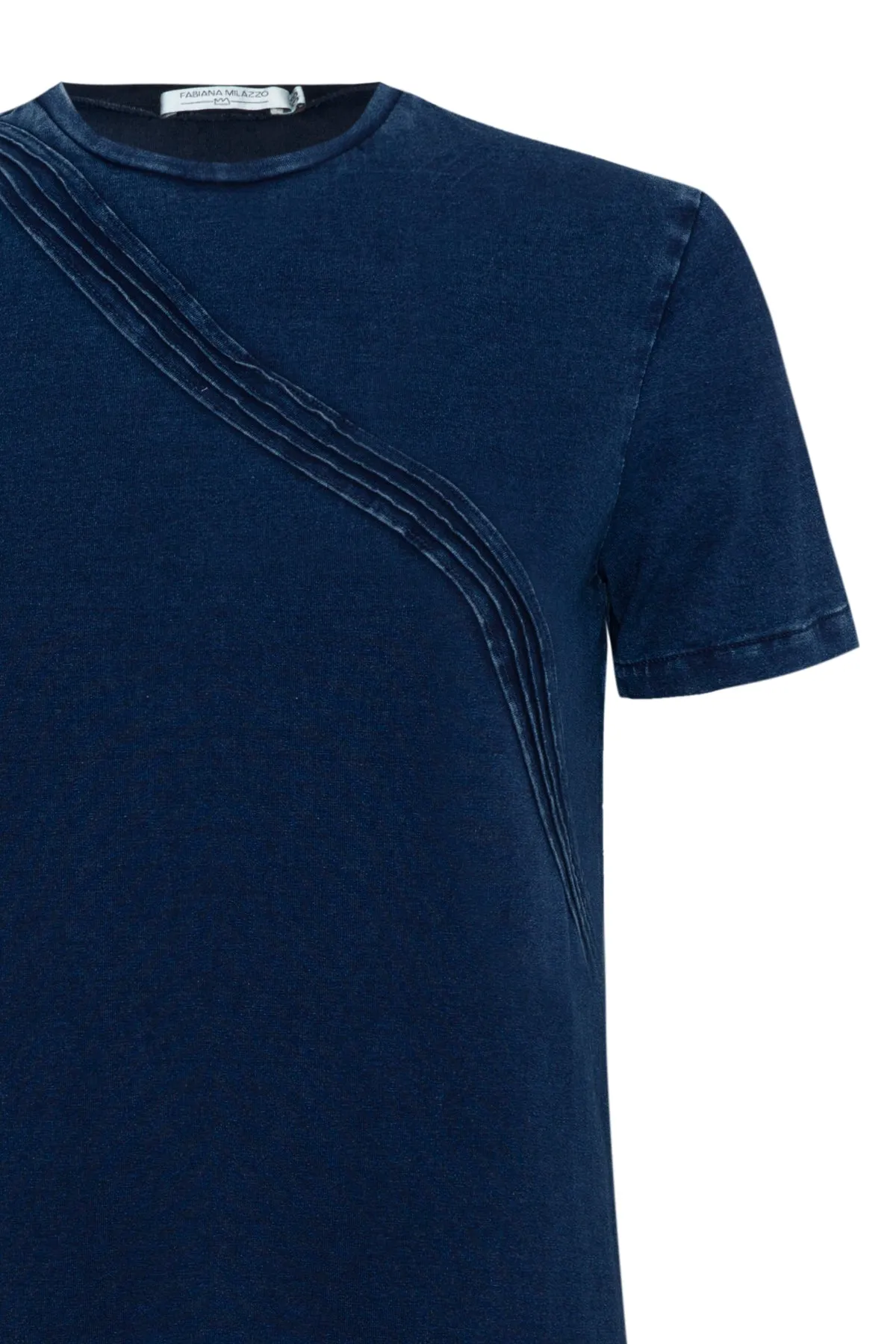 Vestido Denim Detalhe Ondas