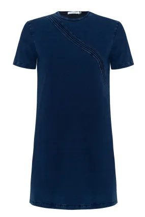 Vestido Denim Detalhe Ondas