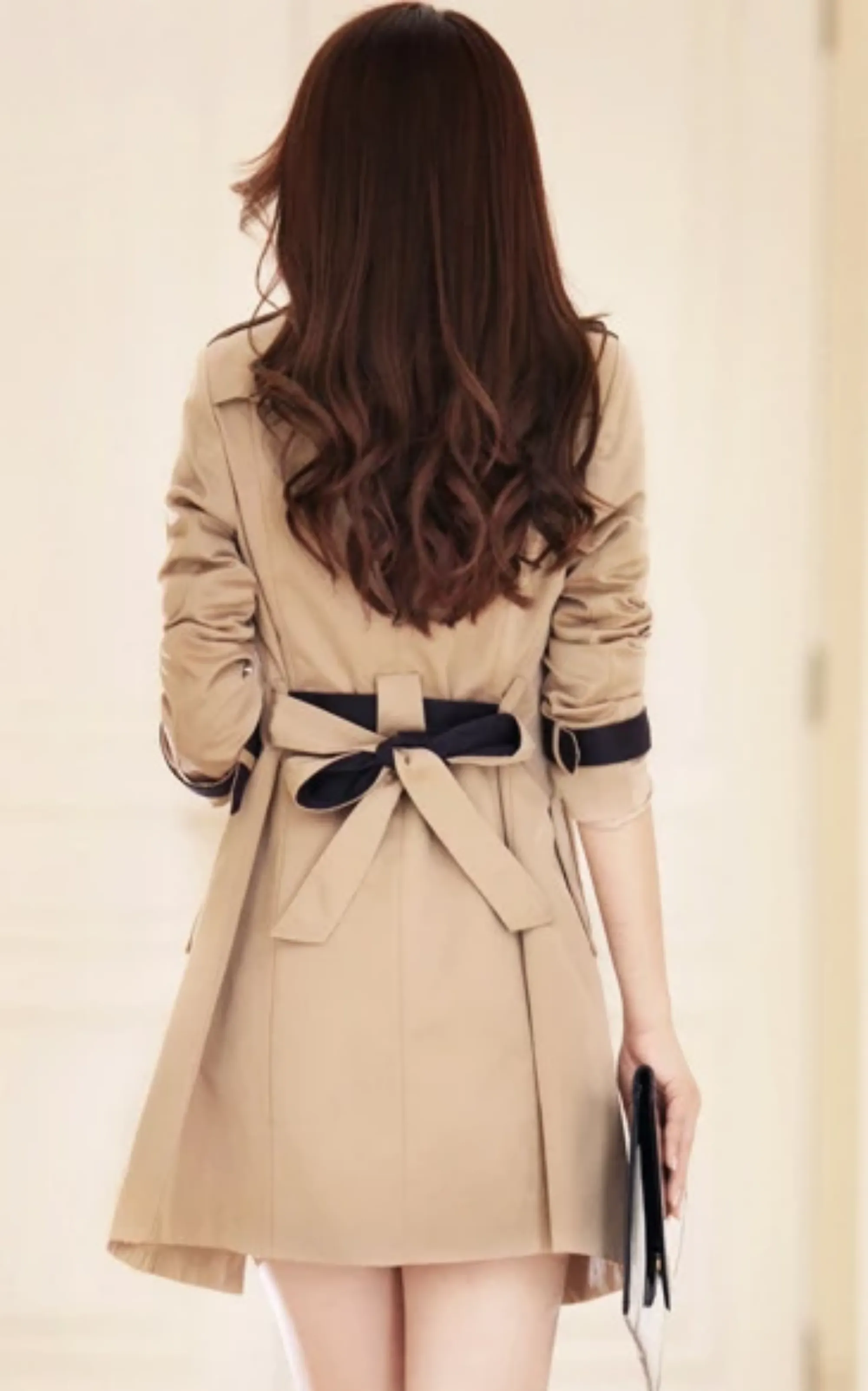Women's Autumn Casual Slim Long-Sleeved Trench With Belt