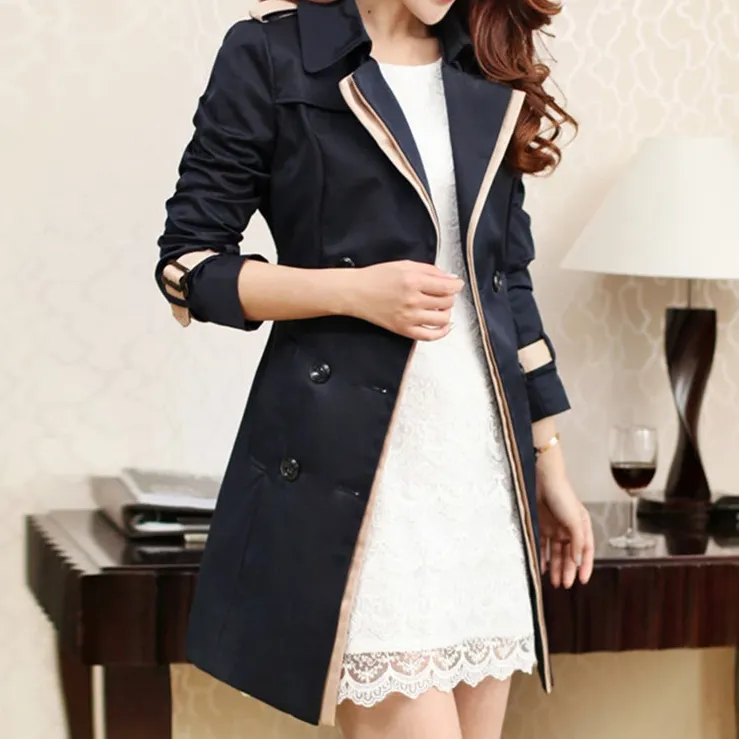 Women's Autumn Casual Slim Long-Sleeved Trench With Belt