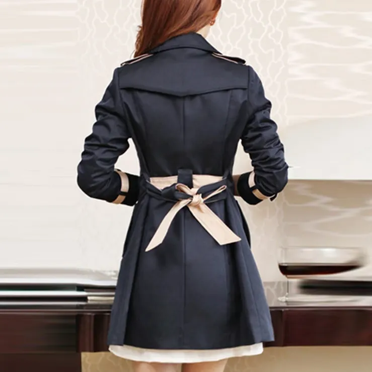 Women's Autumn Casual Slim Long-Sleeved Trench With Belt