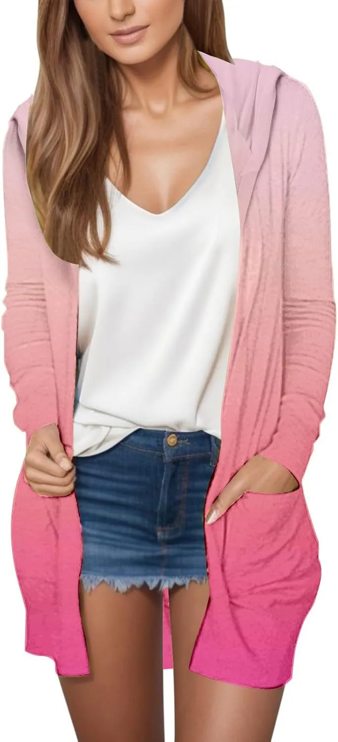 Womens Cardigans 2024 Summer Lightweight Long Sleeve with Pockets Plus Size Casual Trendy Thin Open Front Cardigan