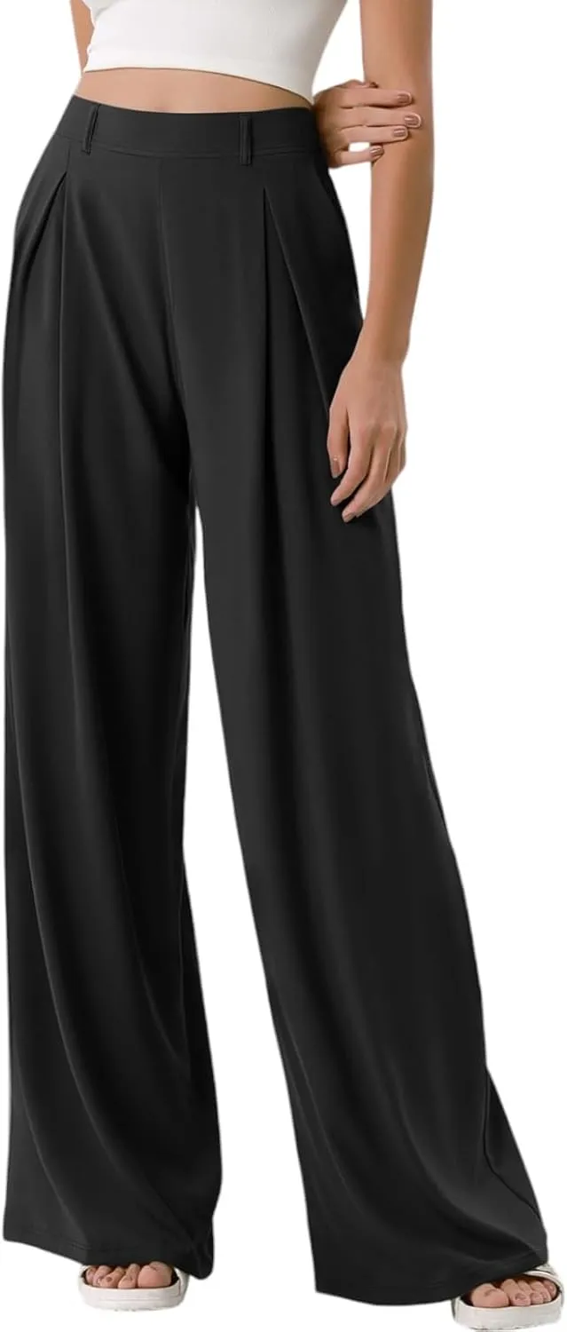 Women's Elegant High-Waist Wide-Leg Trousers Comfortable, Stylish, and Versatile Pants for Any Occasion