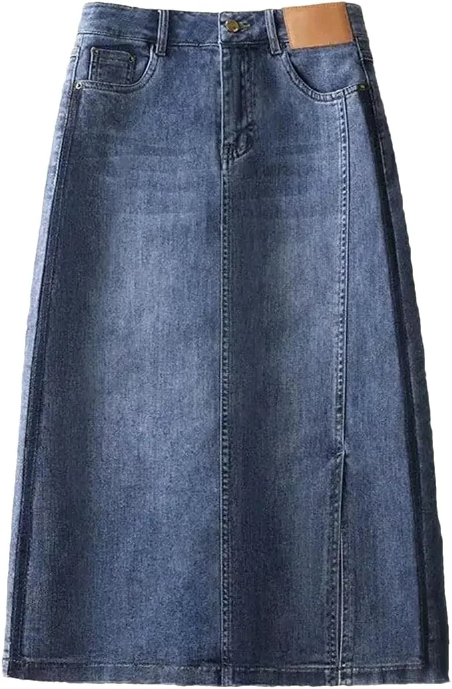 Women's Korean Casual High Waist Denim Skirt Summer Casual All Match Pockets Spliced Bag Hip Skirt