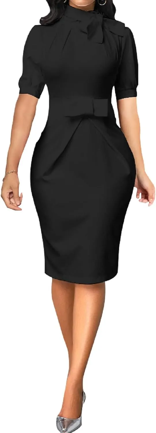 Xinlees Women's Elegant Business Dress Casual Knee Length Bodycon Pencil Dress