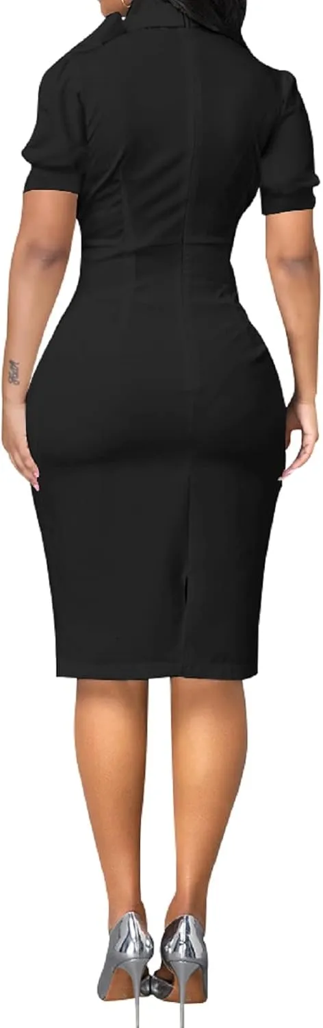 Xinlees Women's Elegant Business Dress Casual Knee Length Bodycon Pencil Dress